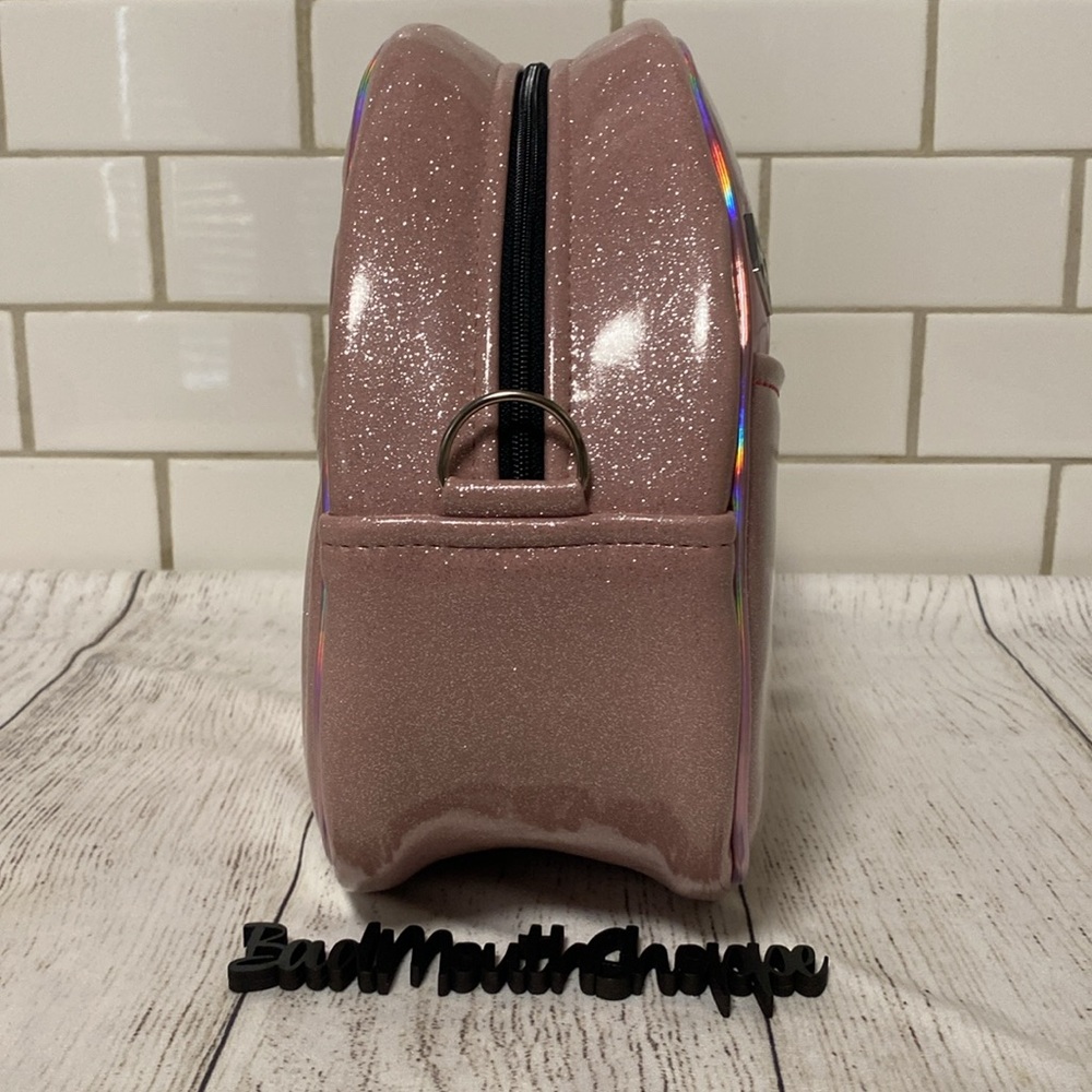 *Double K Originals Heart Pumps for Pumpkins Face Pale Pink Holo Glitter Purse - Picture 7 of 12